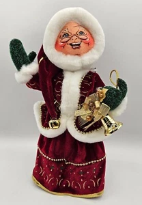 Annalee 2008 13" Mrs. Gold Glitzer Mrs. Claus mit goldener Glocke Weihnachten Urlaub Puppe - Bild 1 von 11