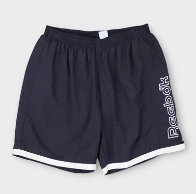 Bañador Reebok Vintage Para Hombre Talla L Negro Nylon Malla Forrado Pantalones Cortos Años 90 Y2K Foto 1 de 4