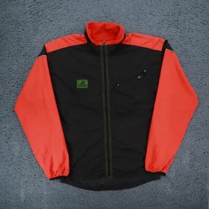 Vintage Adidas Y2K Windbreaker Jacket Men Small Full Zip Pockets, Black Red - Picture 1 of 7