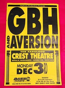 G.B.H The Aversion Original Punk Show Flyer Crest Theater Sacramento, CA