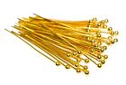 50 Pieces Gold Eye Pins, Head Pins, Prism Pins With Ball 40X0.5Mm,Craft, Diy.