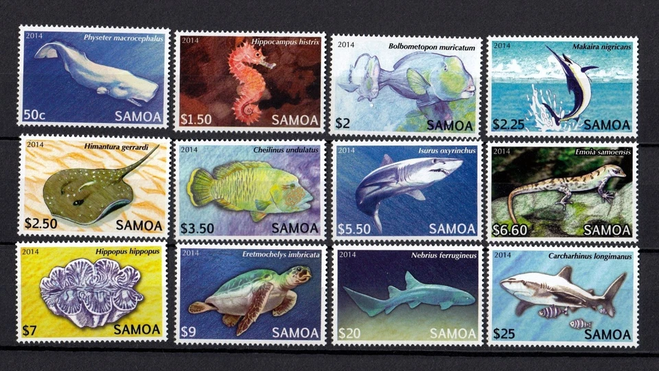 Samoa 2014 Especies de vida marina en peligro de extinción - Debajo de la cara, Sc.1167 - 1178, MNH Foto 1 de 1