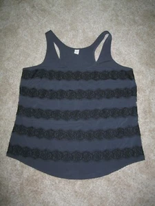Old Navy women's size large charcoal gray lace striped racerback tank - Picture 1 of 3