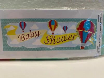 Up, Up & Away Hot Air Balloon Baby Shower Giant Party Banner 20" x60" w/Grommets - Image 1 of 3