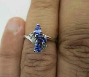 1.15 Carat 14K Gold Diamond & Tanzanite Ring Diamond=.15 Carat F-VS2 2.80 Gram - Bild 1 von 9