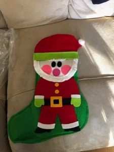 Vintage 1970's Felt Santa Claus Christmas Stocking (detail) 16" - Picture 1 of 1
