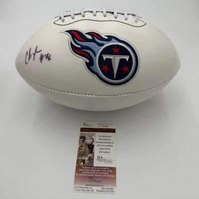 CHRIS JOHNSON SIGNED/AUTOGRAPHED TENNESSEE TITANS FULL SIZE LOGO FOOTBALL - JSA - Image 1 of 4