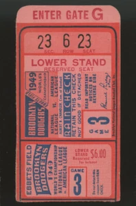 1949 Brooklyn Dodgers World Series Game 3 Ticket Stub - Picture 1 of 2