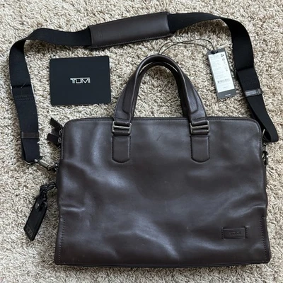 $495 Tumi Harrison Seneca Slim Brown Leather Briefcase Laptop Travel Bag - Image 1 of 4
