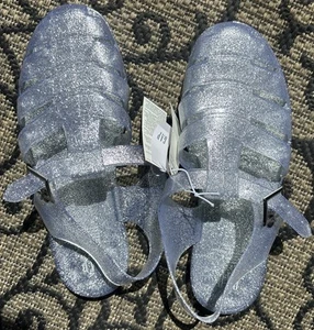 Gap Fisherman Silver Metallic Glitter Jelly Water Sandals Flat Women’s Sz 7 NWT - Picture 1 of 4