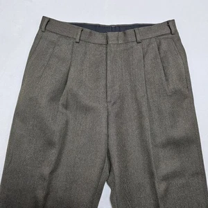 Pantaloni eleganti vintage anni 80 Brooks Brothers uomo 34x25 lana oliva plissettati USA - Foto 1 di 12