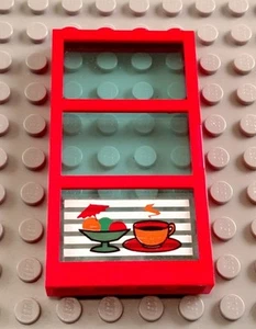 LEGO Red 1x4x6 Window with Train Restaurant Coffee Sticker - Picture 1 of 1