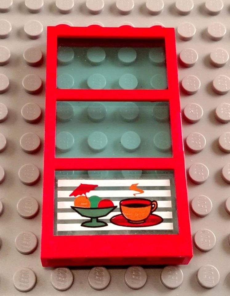 LEGO Red 1x4x6 Window with Train Restaurant Coffee Sticker - Image 1 of 1