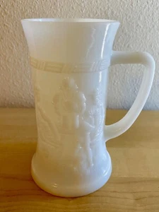 Tiara Indiana Milk Glass Opaque White German 12 oz Beer Stein Mug Tankards - Picture 1 of 11