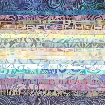 Lunn Fabric Batiks Stash Builder 20 Fat Quarters 100% Cotton FQ Blue Yellow #851 - Image 1 of 2