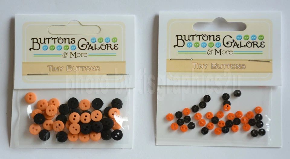 Halloween Round Buttons / Tiny or Micro Orange & Black Sew-Thru / Sew & Quilt - Image 1 of 1