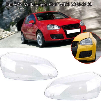 2x Front Headlight Lens Cover For Volkswagen VW Golf MK5 GTI/Rabbit Jetta 06-09 Foto 1 de 4