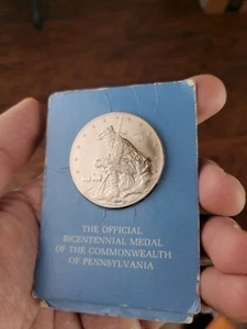 PENNSYLVANIA BICENTENNIAL Medal - FRANKLIN MINT Bronze new in case - Foto 1 di 6