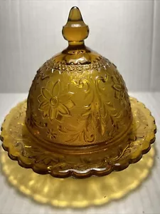 Vintage Amber Tiara Butter Cheese Cloche Dome Dish 6"x7.5" Indiana Glass Company - Picture 1 of 12