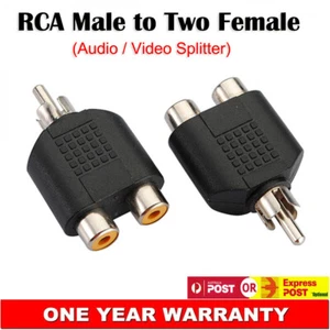 RCA Phono Connector Male Plug to 2 Female Ports Audio Video Adapter Y Splitter - Picture 1 of 1
