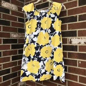 Hanna Andersson Girls Summer Dress Size 140 (10) Cap Sleeve Floral Yellow - Picture 1 of 4