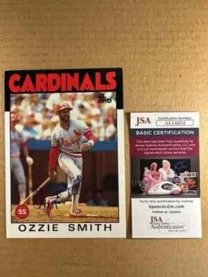 Ozzie Smith JSA COA Auto Sign 5x7 1986 Topps Picture Cardinals - Image 1 of 2