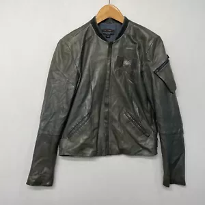 Diesel Black Gold Men 100% Sheep Leather Jacket Size Small Moto M280 -22 - Picture 1 of 18