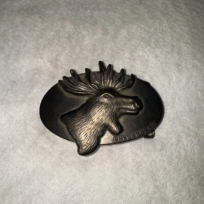 ABERCROMBIE & FITCH 100 YEARS ANNIVERSARY SOLID BRASS MOOSE BELT BUCKLE VINTAGE  - Image 1 of 2