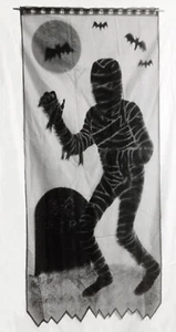 Panel de ventana de encaje de 40" x 84" momia negro Halloween sala dormitorio guarida - Imagen 1 de 5