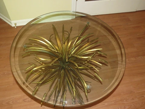 Vintage Wheat Sheaf Coffee Side Table Gold Gilt Hollywood Regency Mid Century Cover