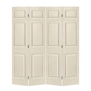 CALHOME Bi-Fold Double Closet Door 72"x80" 6-Panel Hollow Core Composite Beige - Picture 1 of 3