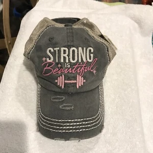 Kbethos Distressed Camouflage Damen Ball Cap bestickt "Strong is Beautiful" Neu - Bild 1 von 8