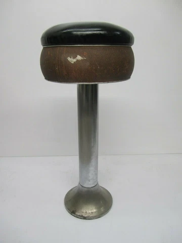 Vtg Duro Chrome Brown Black Vinyl Seat Bar Stool Soda Shop Ice Cream Parlor 32" Cover