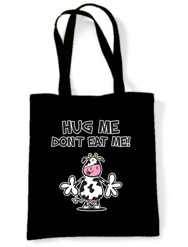 GUERILLA GRAPHICS HUG ME DON'T EAT ME SCHULTERTASCHE - Vegetarisch Vegan Veggie Geschenk Shopping