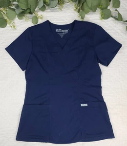 Greys Anatomy Womens Dark Blue V-Neck Scrubs Top Size XS - Picture 1 of 5