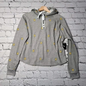 Disney Winnie The Pooh Motif Graphic Print Gray Fleece Lined Hoodie NWT Size M - Picture 1 of 10