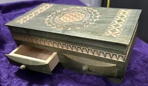 Vintage Hand-Carved Wooden Box with Highland Folk Art Design, Krakow Poland. - Picture 1 of 24