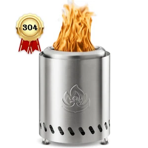 Outdoor Tabletop Mini Fire Pit Smokeless Compact Portable Dual Fuel Stainless St - Picture 1 of 9