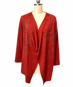 Vocal USA Southwest Studded Cardigan Sweater Faux Suede Draped Open Women’s Sz S - Picture 1 of 9