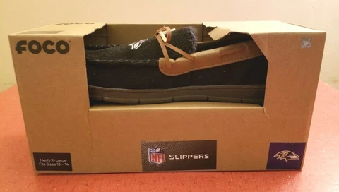 Baltimore Ravens NFL foco Classic Black Team & Tan Team Logo XL Slippers Cover