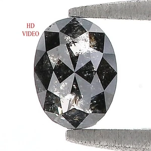 0.51 Ct Natural Loose Oval Shape Diamond 5.60 MM Salt and Pepper Diamond QK2334 - Picture 1 of 8