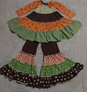 Whimsical Molly & Millie Pants Art To Wear Multi-fabric Tunic Set Size 6X - Picture 1 of 5