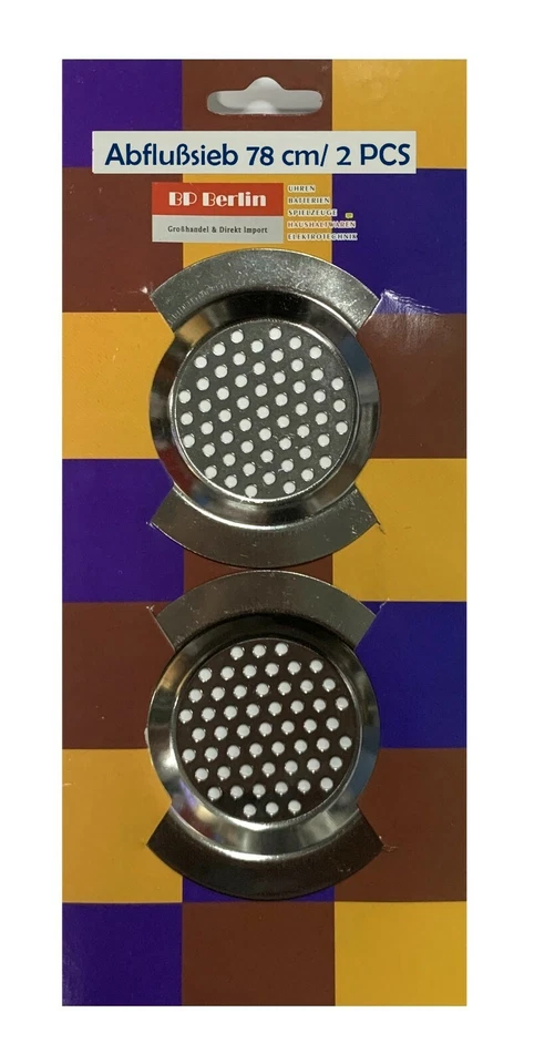 2 x Abflußsieb Haarsieb Ablaufsieb Badewanne  Waschbecken Küchenspüle Edelstahl - Bild 1 von 1