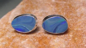 Pendientes de plata de ley AZUL ÓPALO AUSTRALIANO. Bolsa de regalo. - Imagen 1 de 5