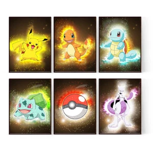 Poster camera da letto bambini Poke gioco stampa acquerello arte da parete bambini A3 A4 A5 - Foto 1 di 7