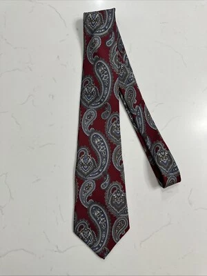 Corbata Don Loper Beverly Hills 100 % seda italiana roja cachemira hecha en EE. UU. Foto 1 de 4