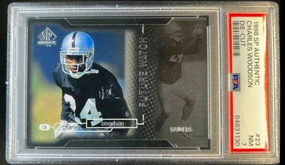 1998 SP Authentic Charles Woodson Die Cut RC #72/500 Raiders!! PSA NEAR MINT 7!! - Image 1 of 2