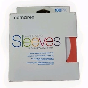 Memorex 100PK CD/DVD Paper Sleeves with Window Flap Assorted Color New Sealed - Afbeelding 1 van 4