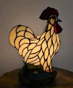 Vintage Tiffany Style Stained Glass Rooster Table Lamp Farmhouse Light 13"🐓 - Picture 1 of 8