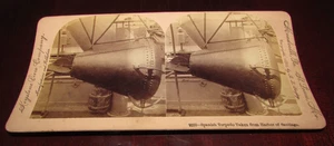 Antik 1898 Echt Foto Stereoview Spanisch Amerikanischer Krieg Torpedo Hafen von Santia - Bild 1 von 3